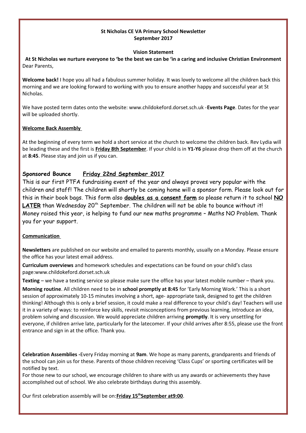 St Nicholas CE VA Primary School Newsletter