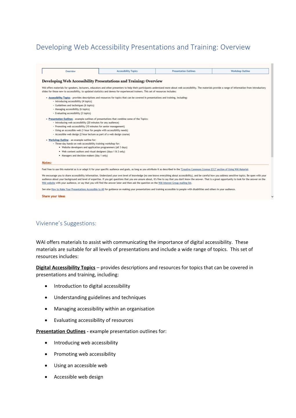 Developing Web Accessibility Presentations and Training: Overview