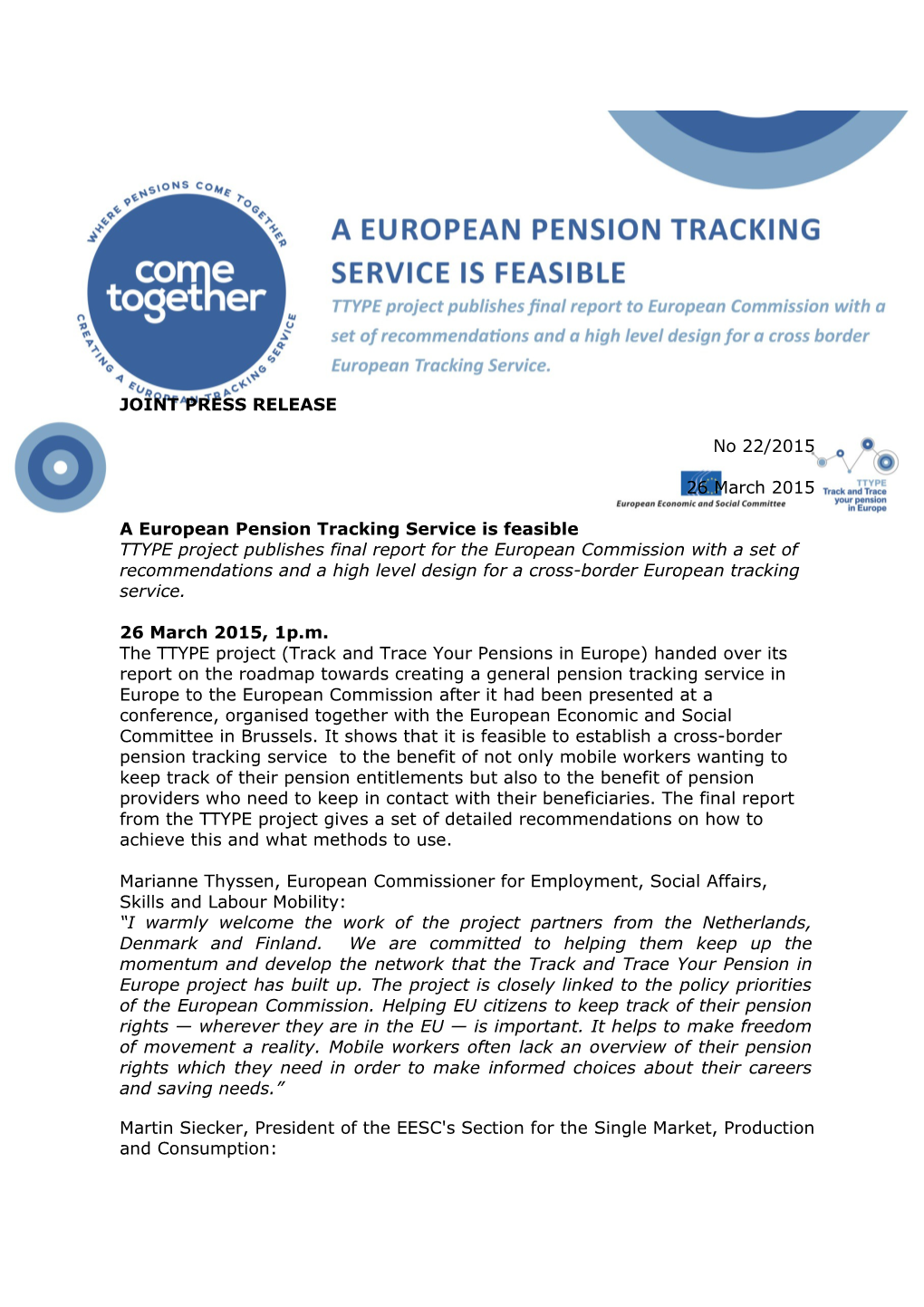 A European Pension Tracking Service Is Feasible