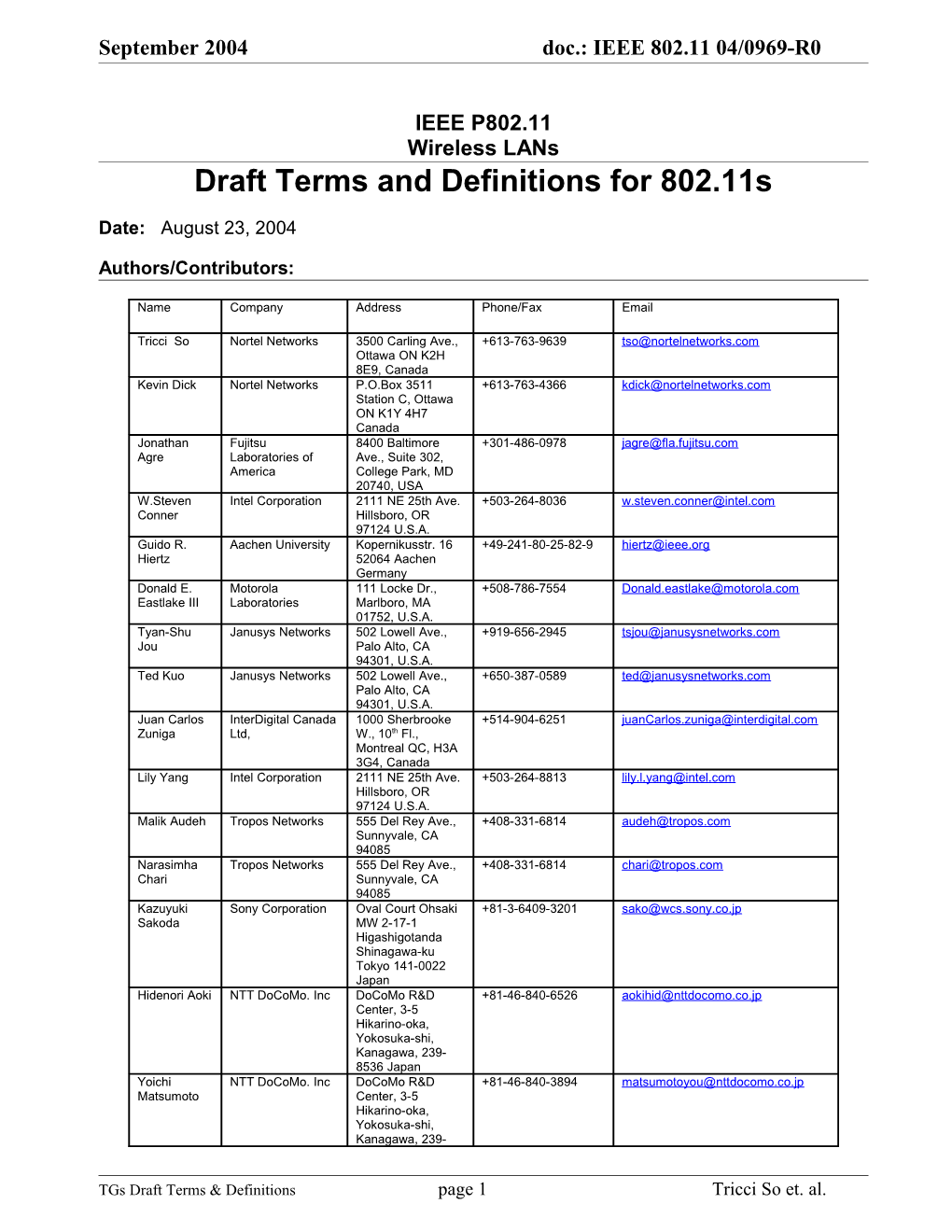 Draft Terms and Definitions for 802.11S