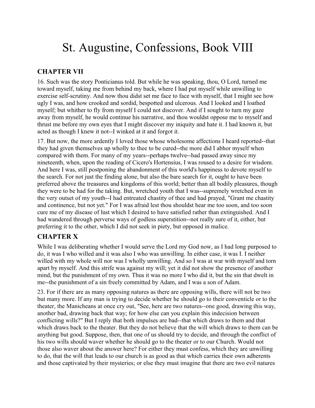 St. Augustine, Confessions, Book VIII