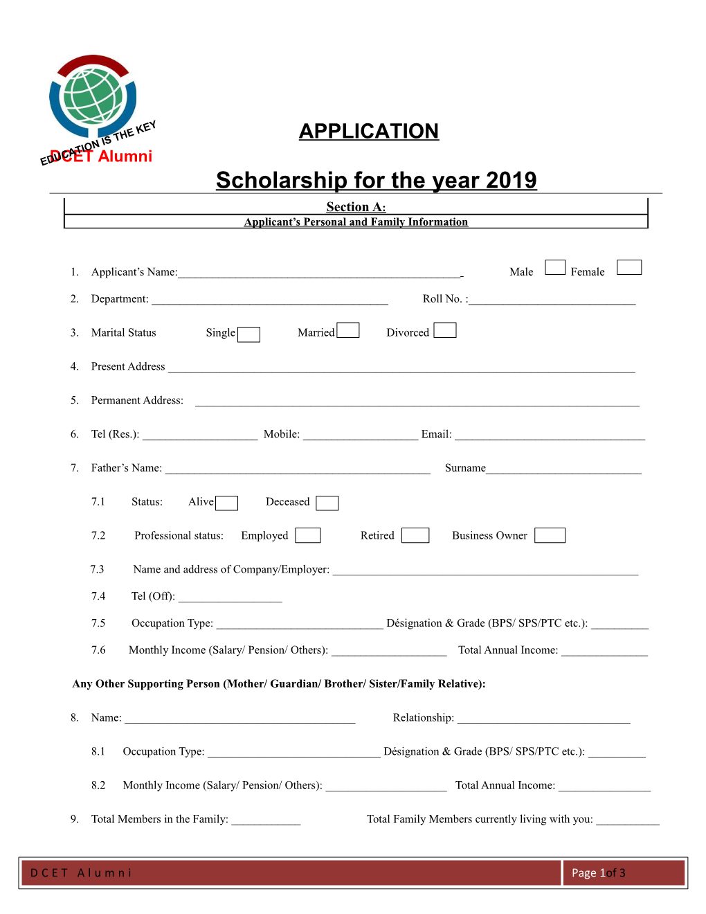 Scholarship for the Year 2019