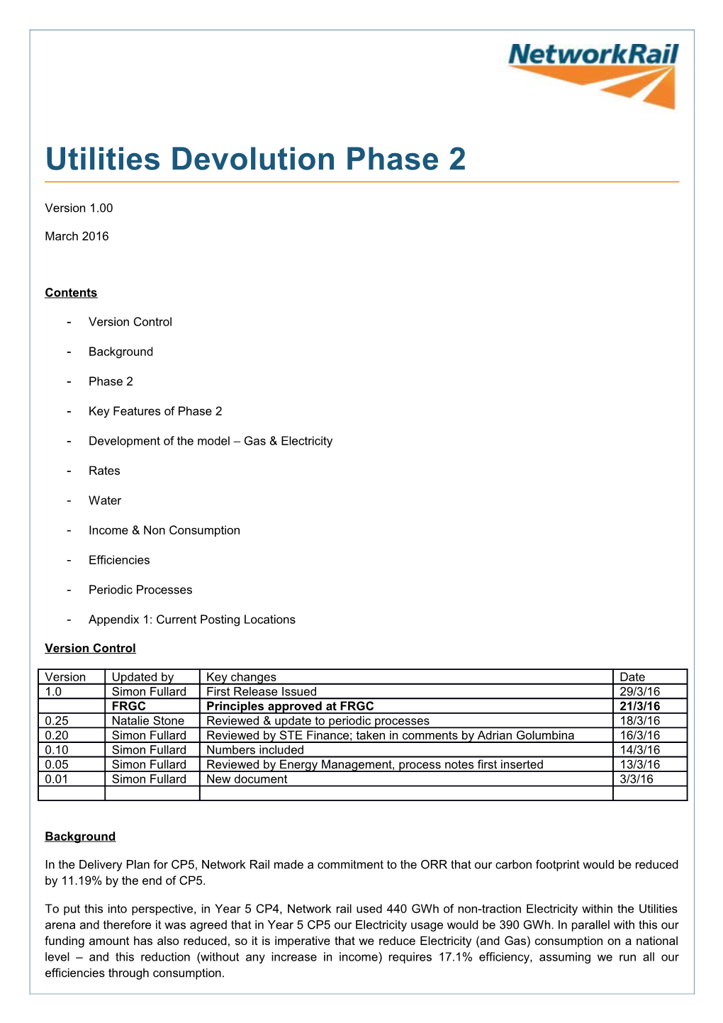 Utilities Devolution Phase 2