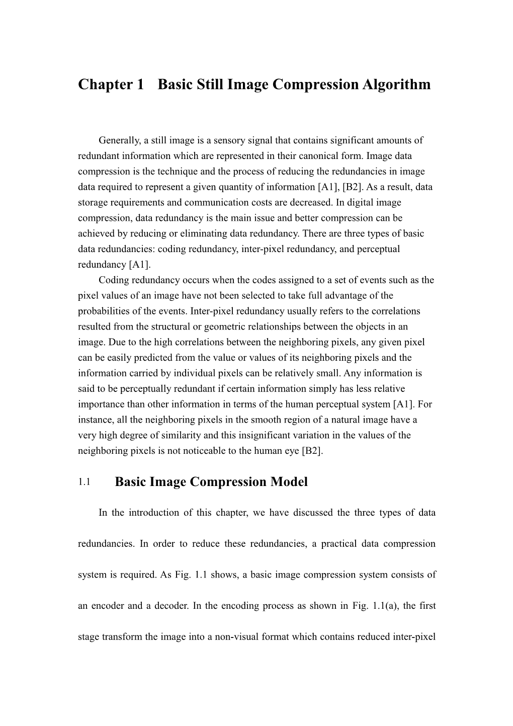 Chapter 1Basic Still Image Compression Algorithm