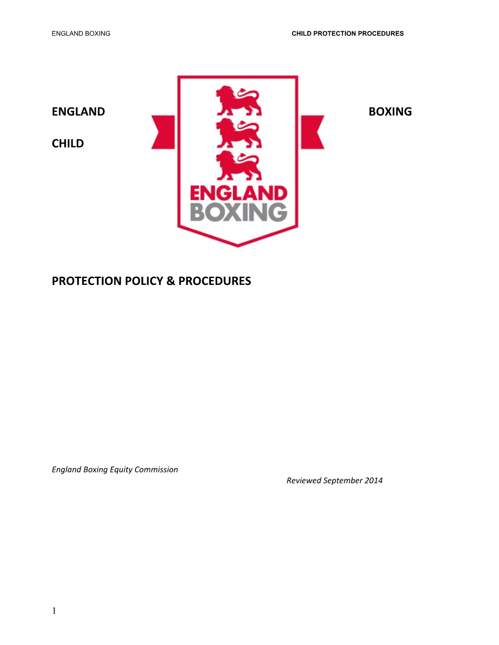 England Boxing Child Protection Procedures