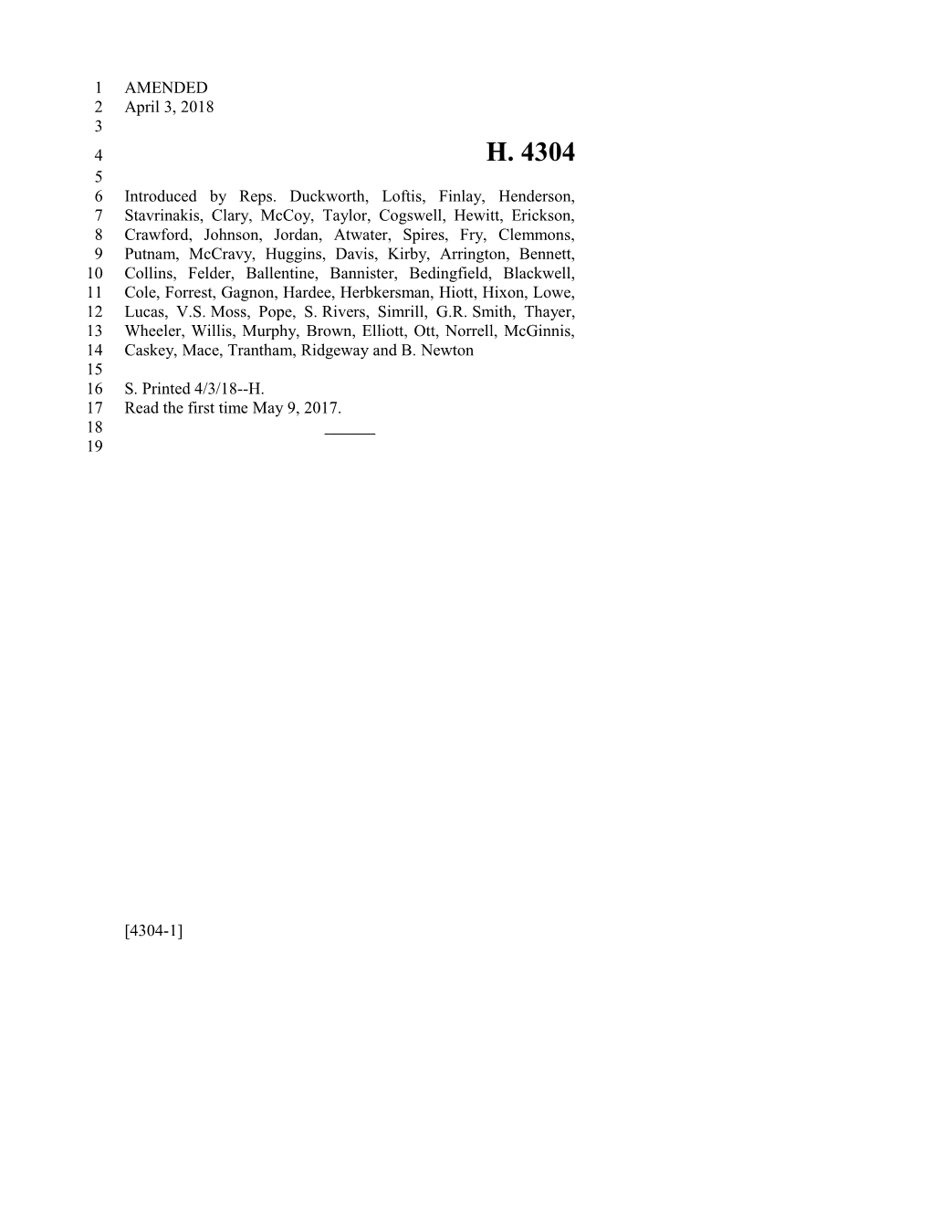 2017-2018 Bill 4304 Text of Previous Version (Apr. 3, 2018) - South Carolina Legislature Online