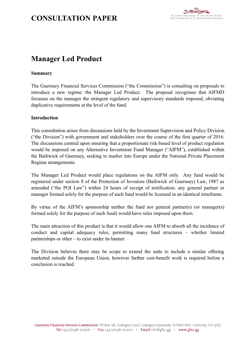 Manager Led Product