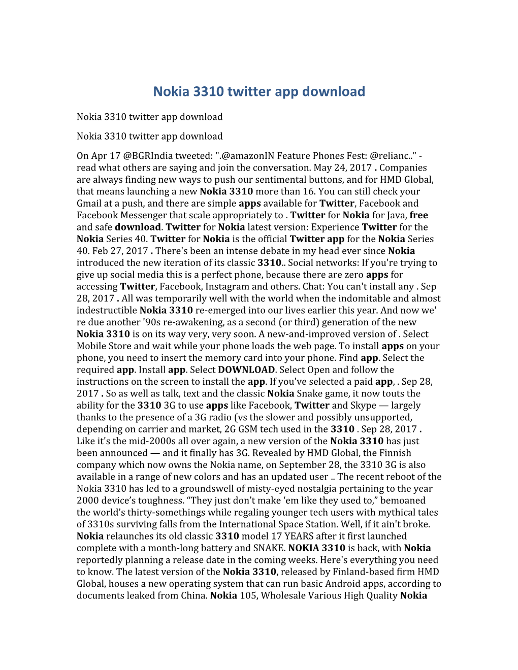 Nokia 3310 Twitter App Download