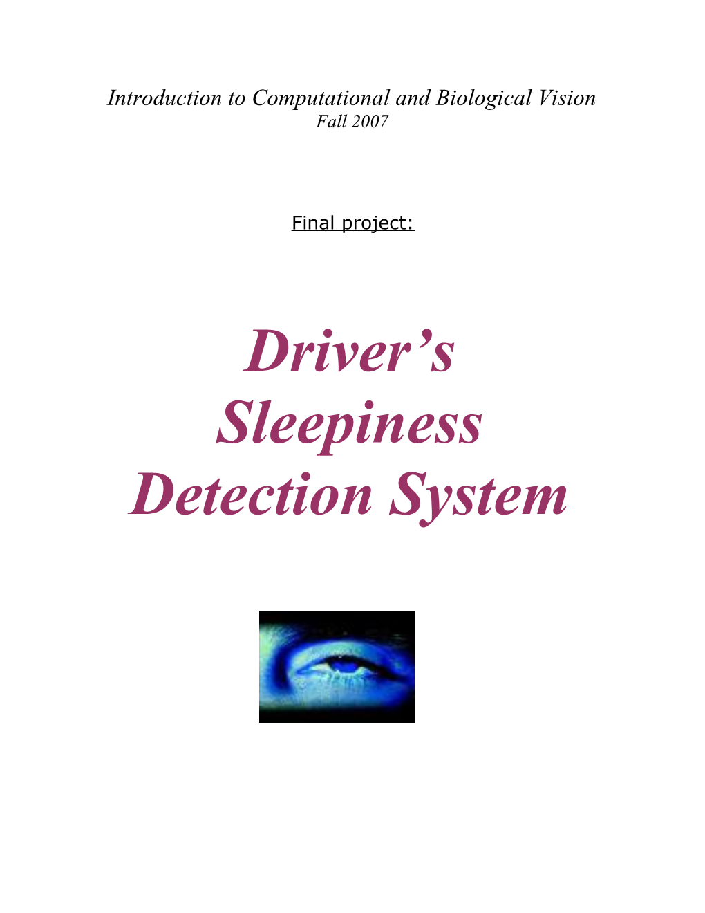 Driver S Sleepiness Detection System