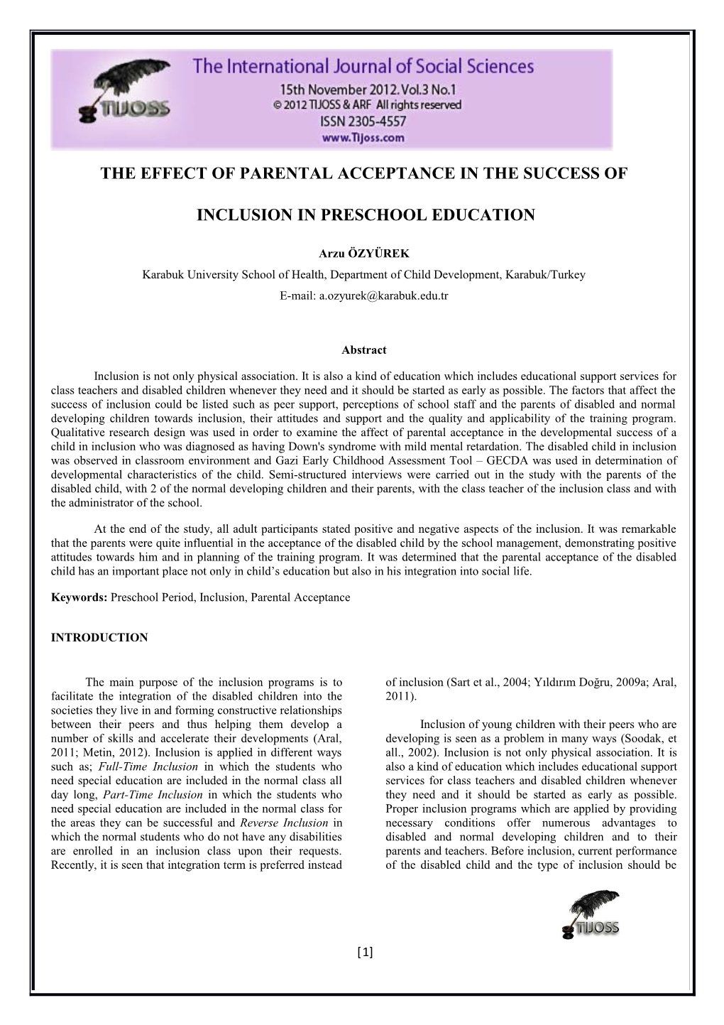 The Effect of Parental Acceptance in the Success Of