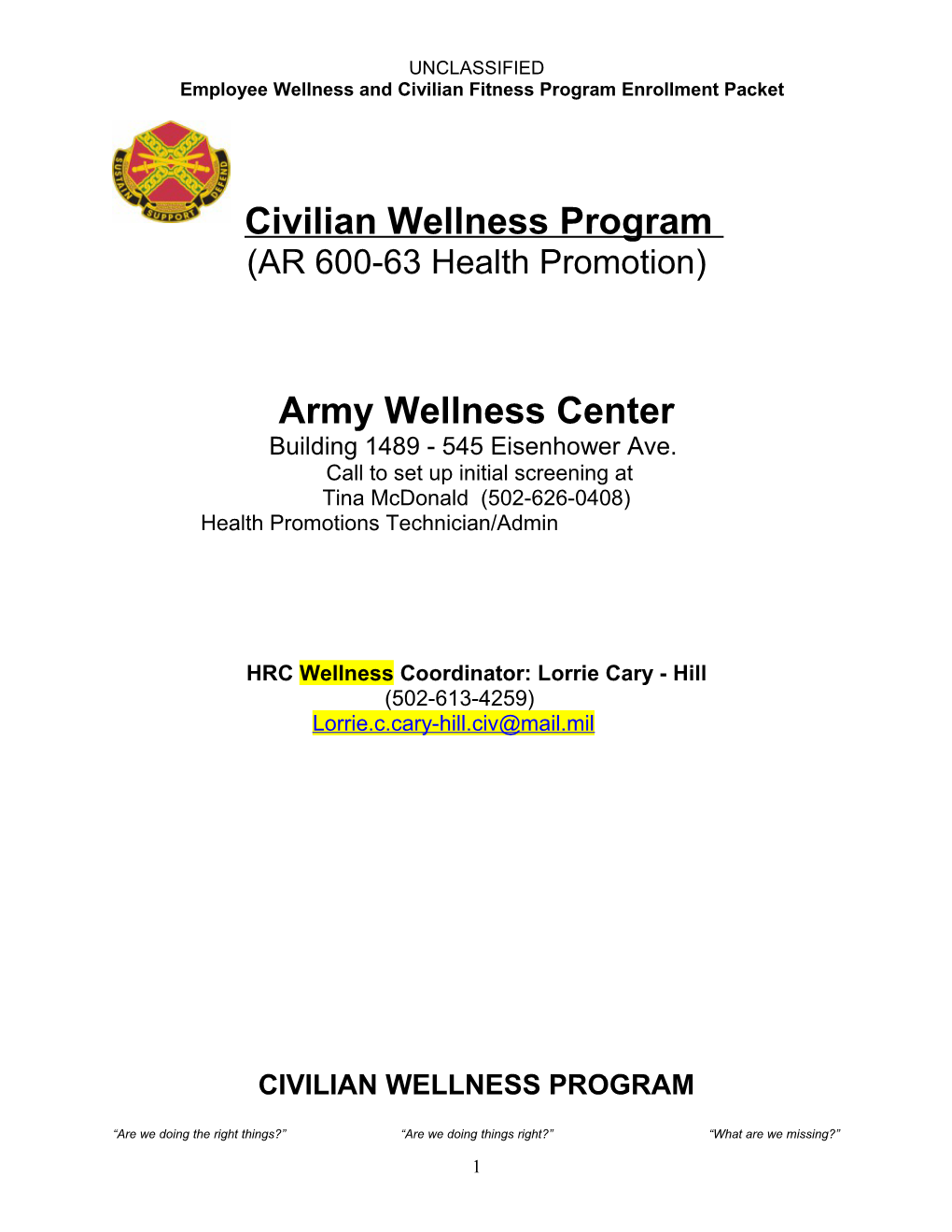 Civilian Fitness Program Enrollment Packet