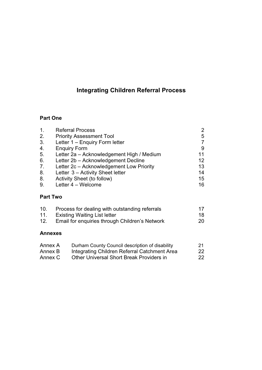 Integrating Children Referral Process