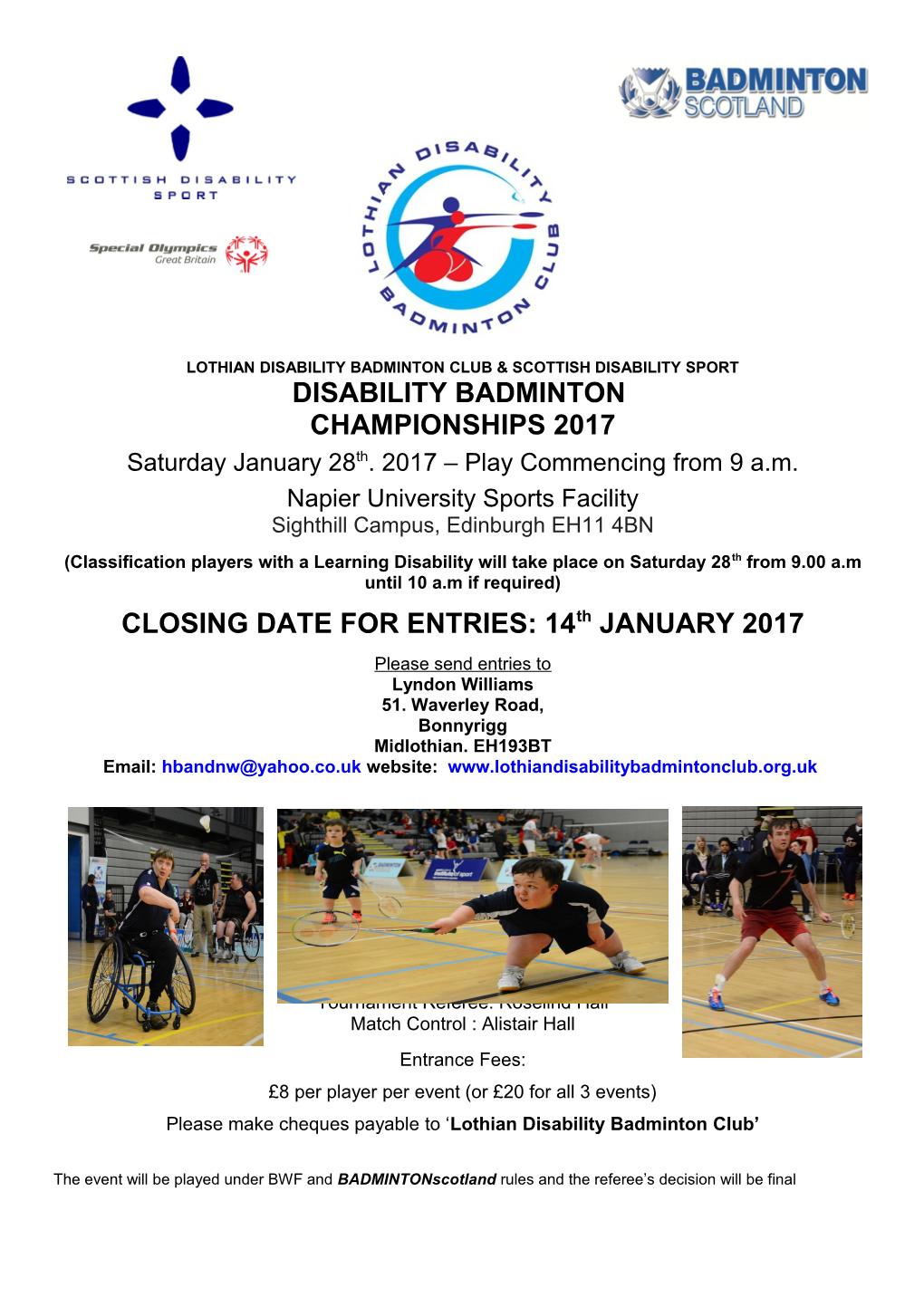 Lothian Disability Badminton Club & Scottish Disability Sport