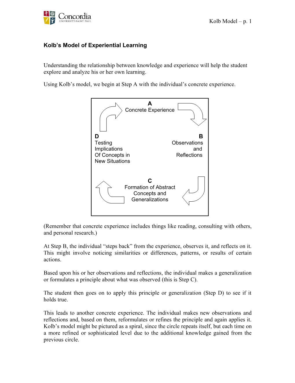 Kolb S Model of Experiential Learning