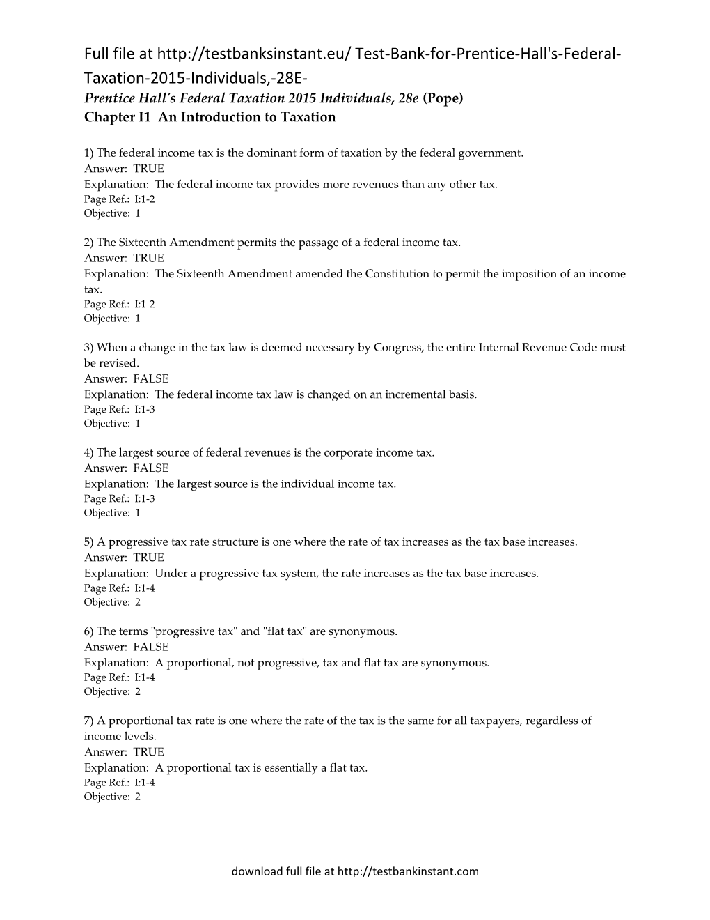 Full File at Test-Bank-For-Prentice-Hall's-Federal-Taxation-2015-Individuals,-28E