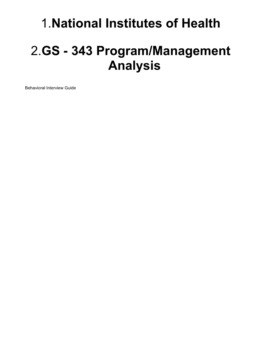 NIH Behavioral Interview Guide GS 343 Program/Management Analysis