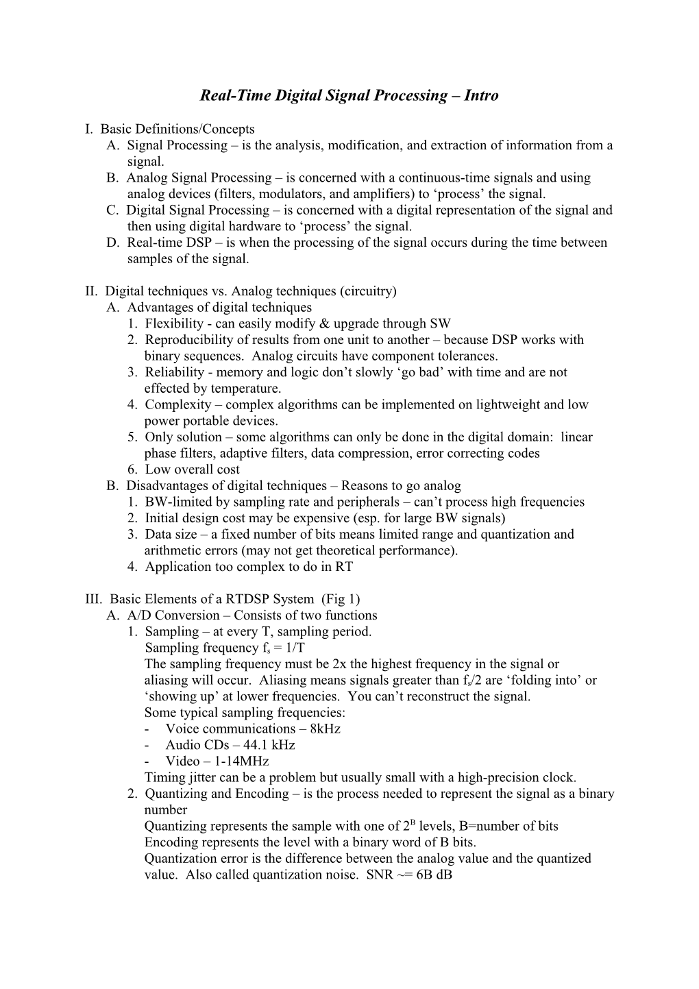 Real-Time Digital Signal Processing Intro