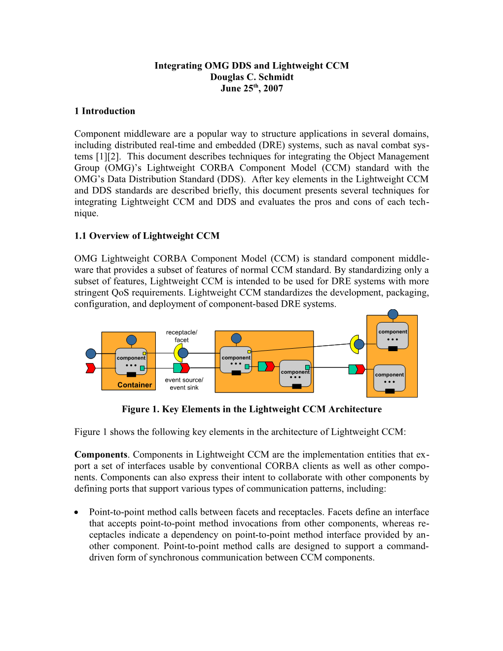 Integration of DDS and Lightweight CCM