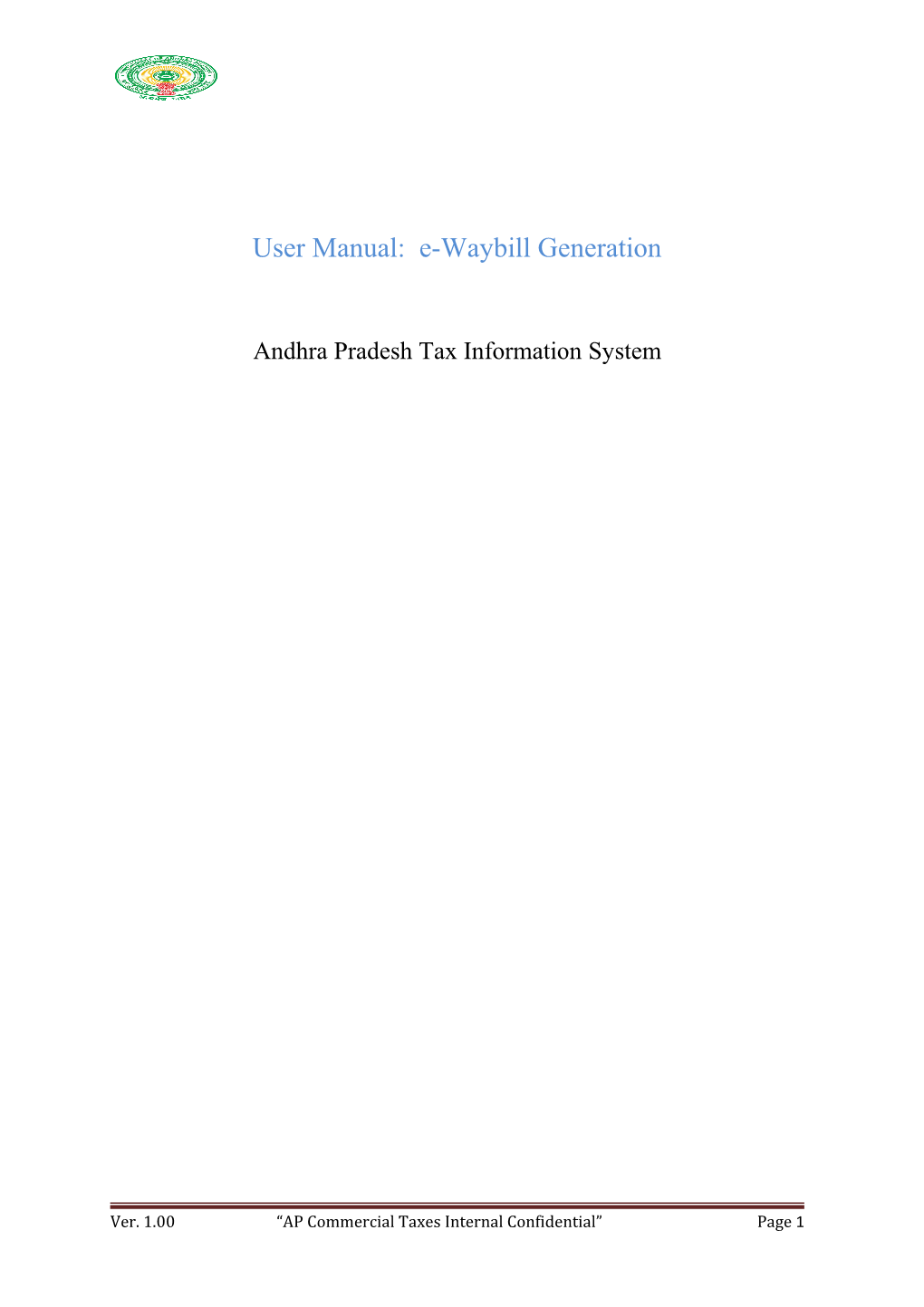 User Manual: E-Waybill Generation