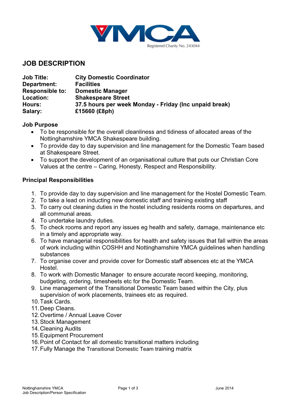 Job Title:City Domestic Coordinator