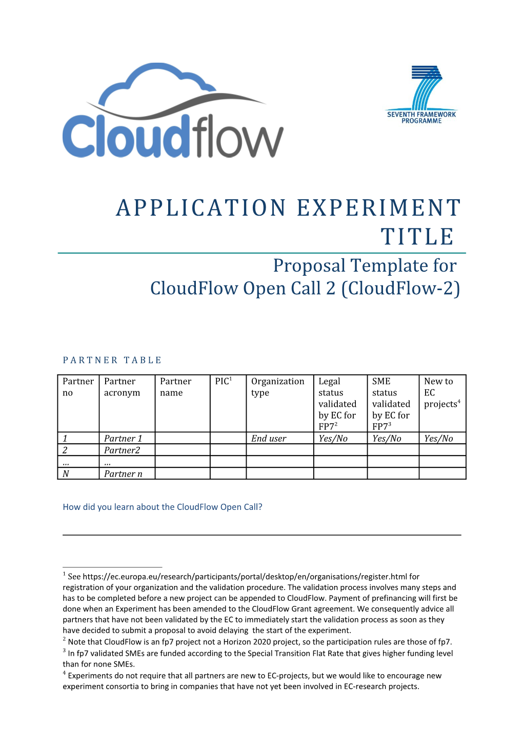 How Did You Learn About the Cloudflow Open Call?