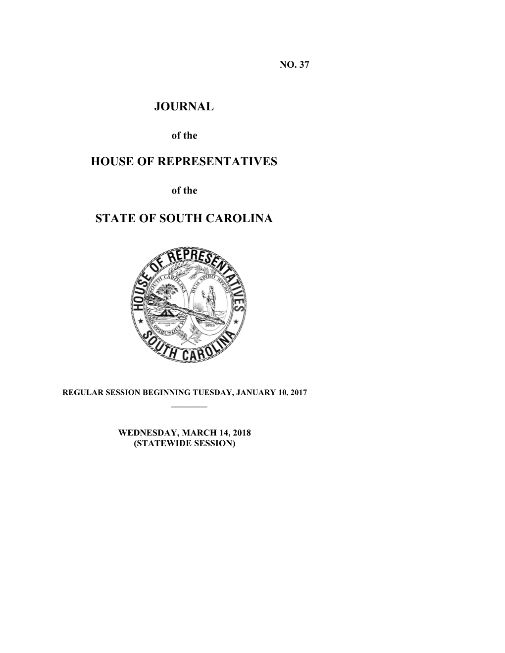 House Journal for 3/14/2018 - South Carolina Legislature Online