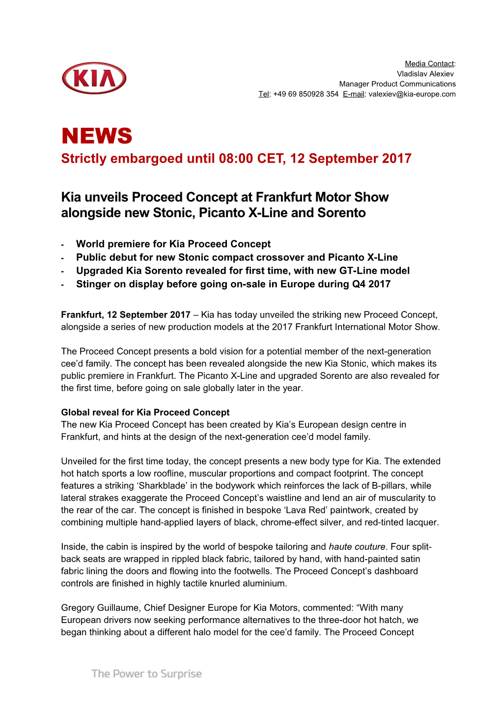 World Premiere for Kia Proceed Concept