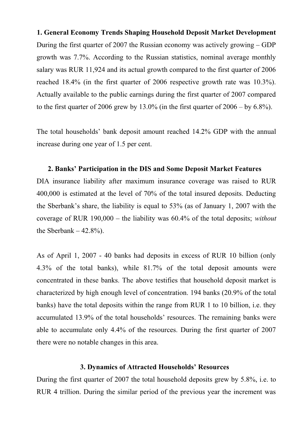 1.Generaleconomytrendsshaping Household Deposit Marketdevelopment