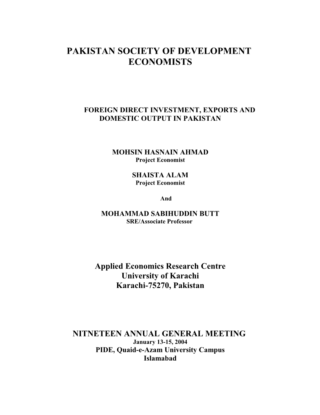 Pakistan Society of Development