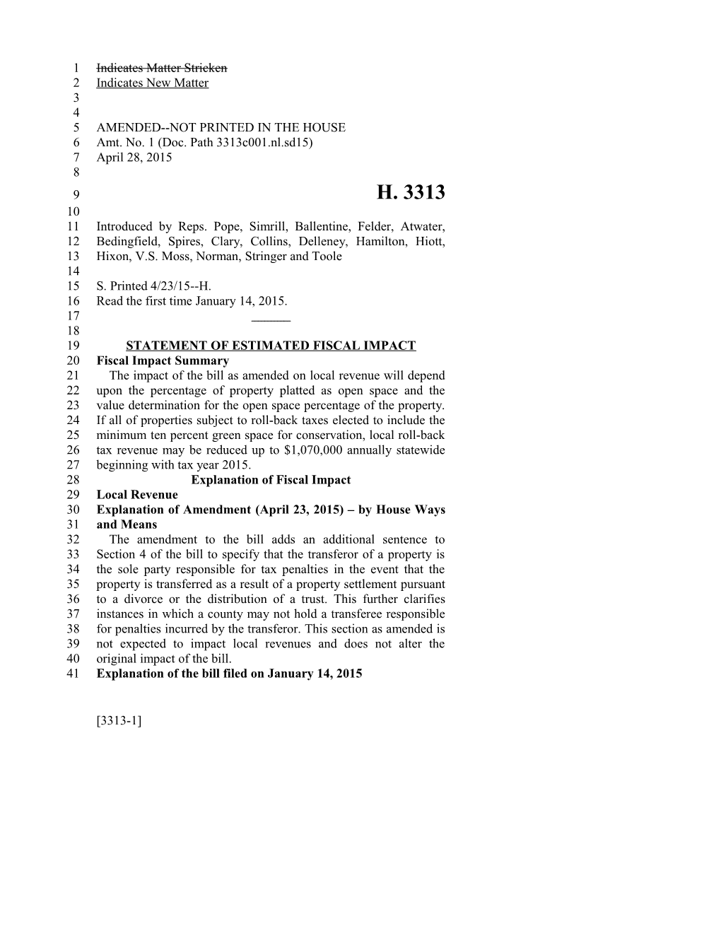 2015-2016 Bill 3313 Text of Previous Version (Apr. 28, 2015) - South Carolina Legislature Online