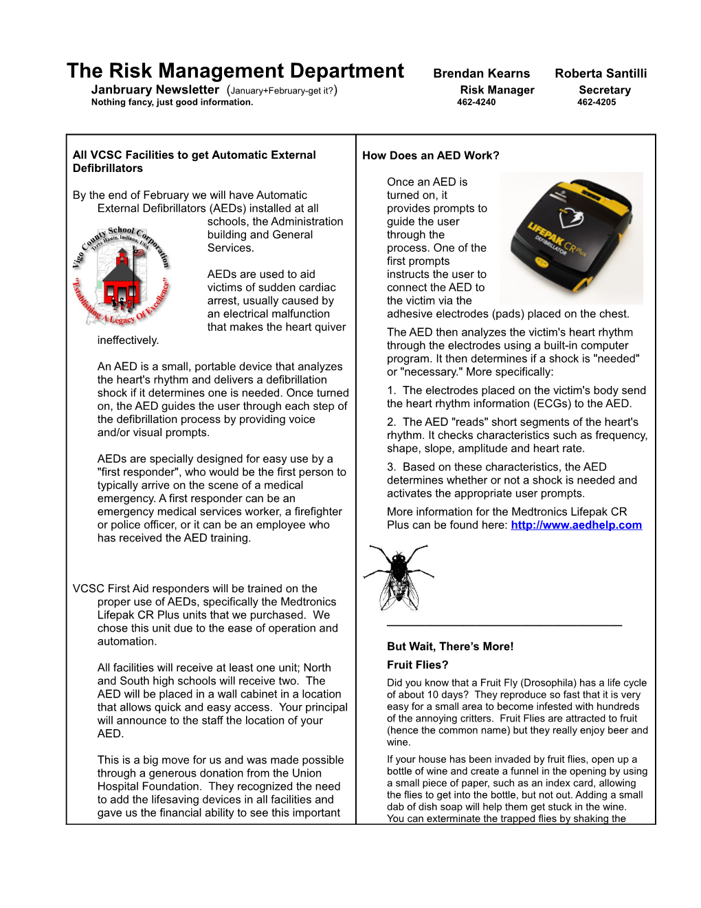 The Risk Management Department Brendan Kearns Roberta Santillidecember Newsletter