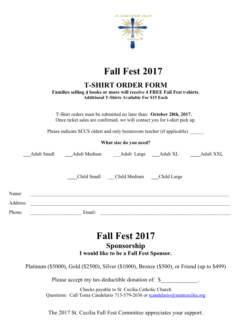 Families Selling 4 Books Or More Will Receive 4 FREE Fall Fest T-Shirts