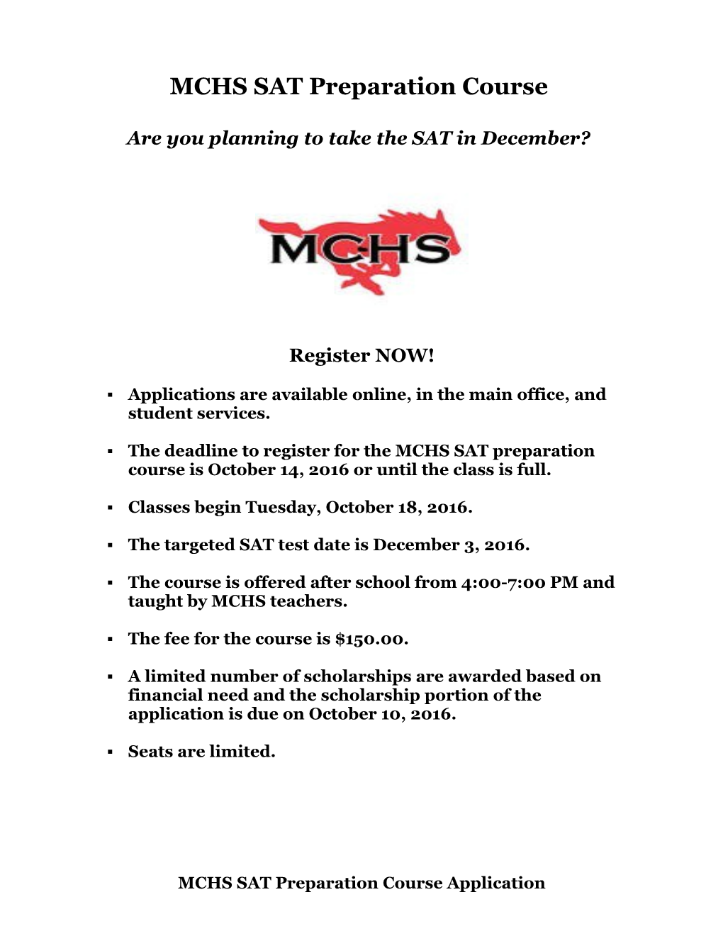MCHS SAT Preparation Course