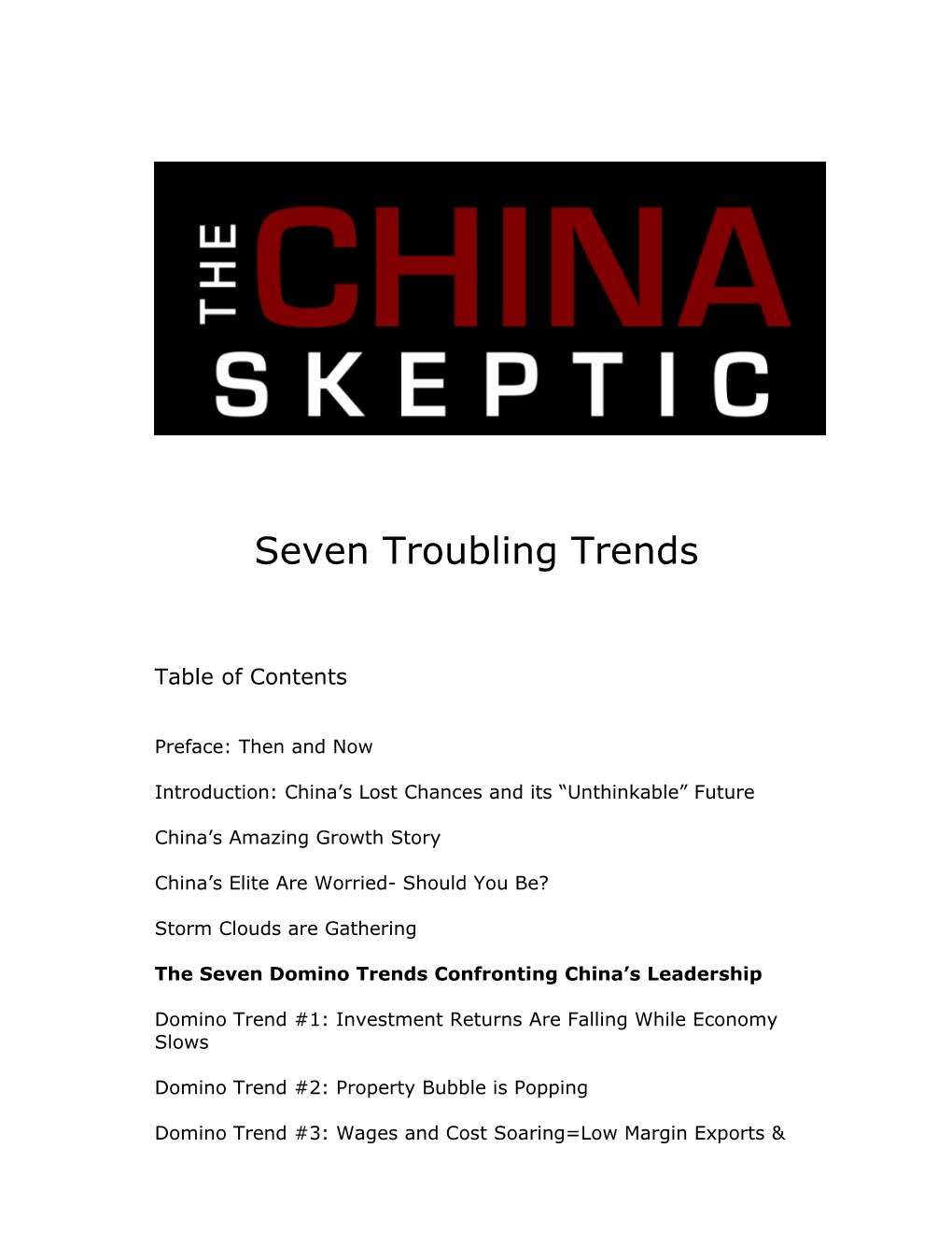 Seven Troubling Trends