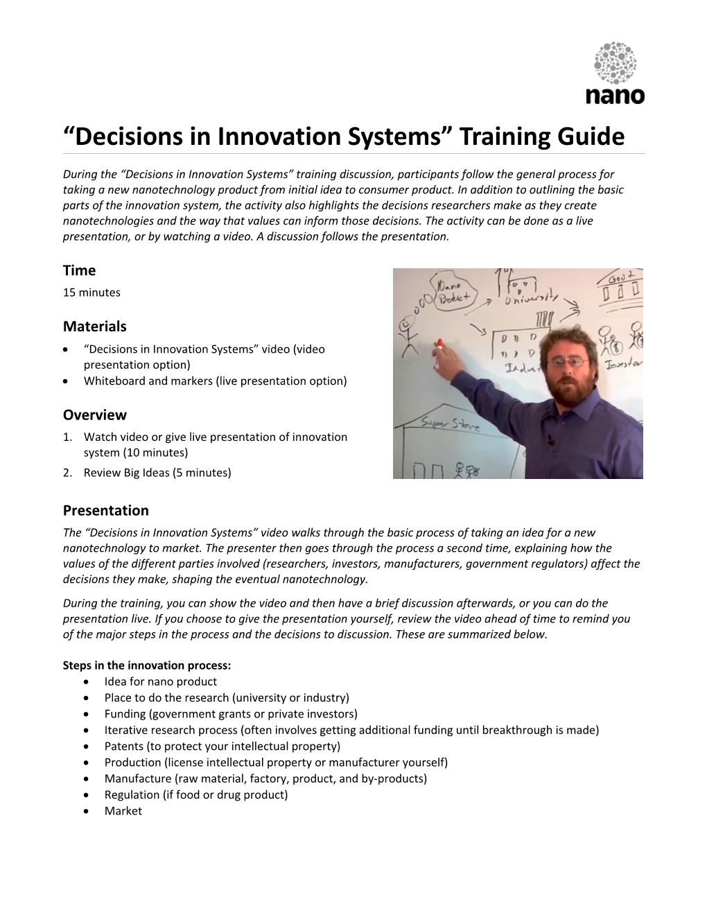 Decisions in Innovation Systems Training Guide
