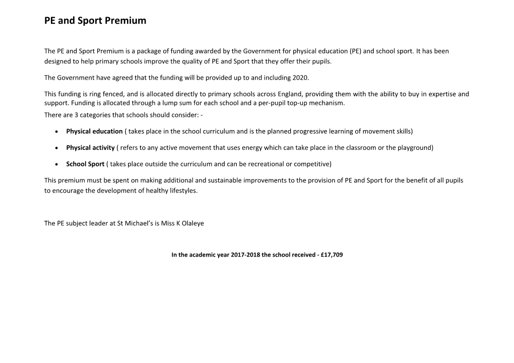 PE and Sport Premium