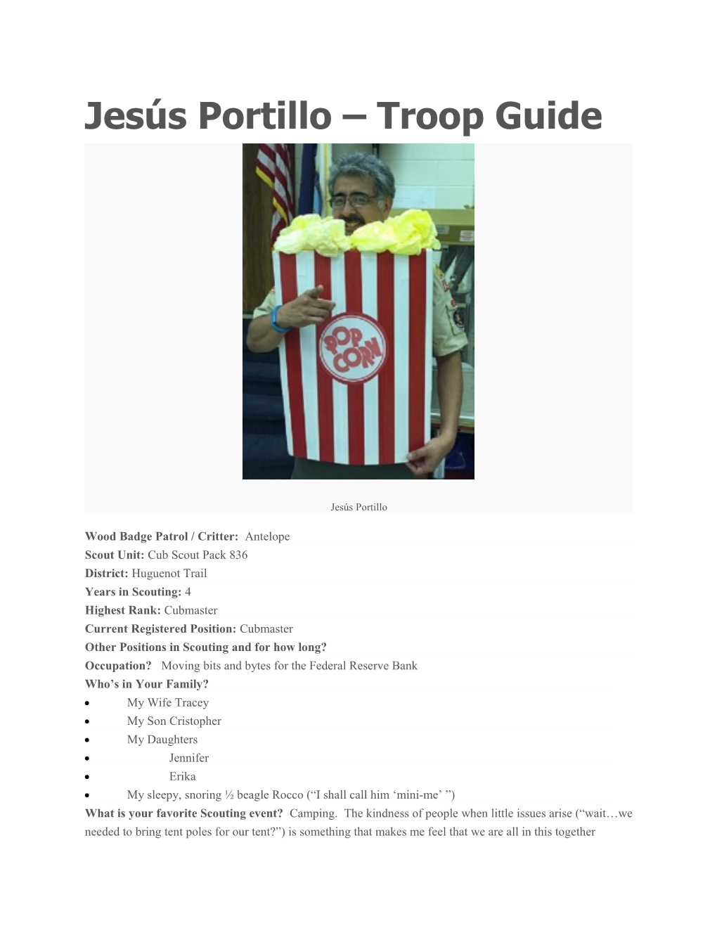 Jesús Portillo Troop Guide