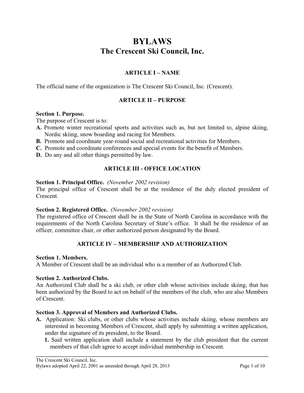 The Crescent Ski Council, Inc