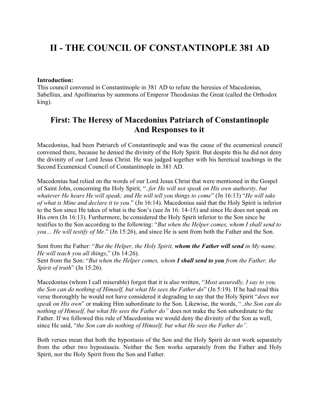 Ii - the Constantinople Council of 381Ad