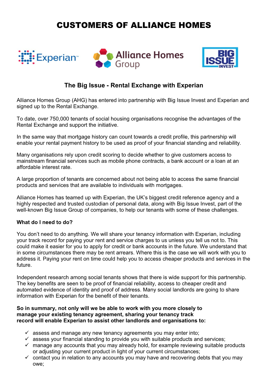 The Big Issue - Rental Exchange with Experian