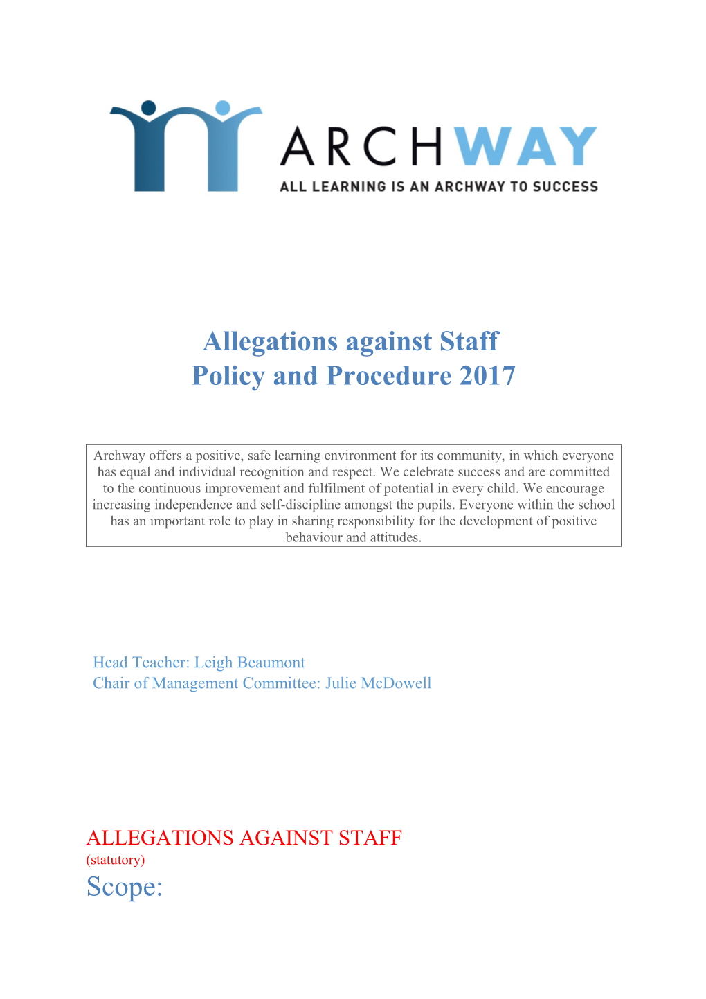 Allegations Against Staff