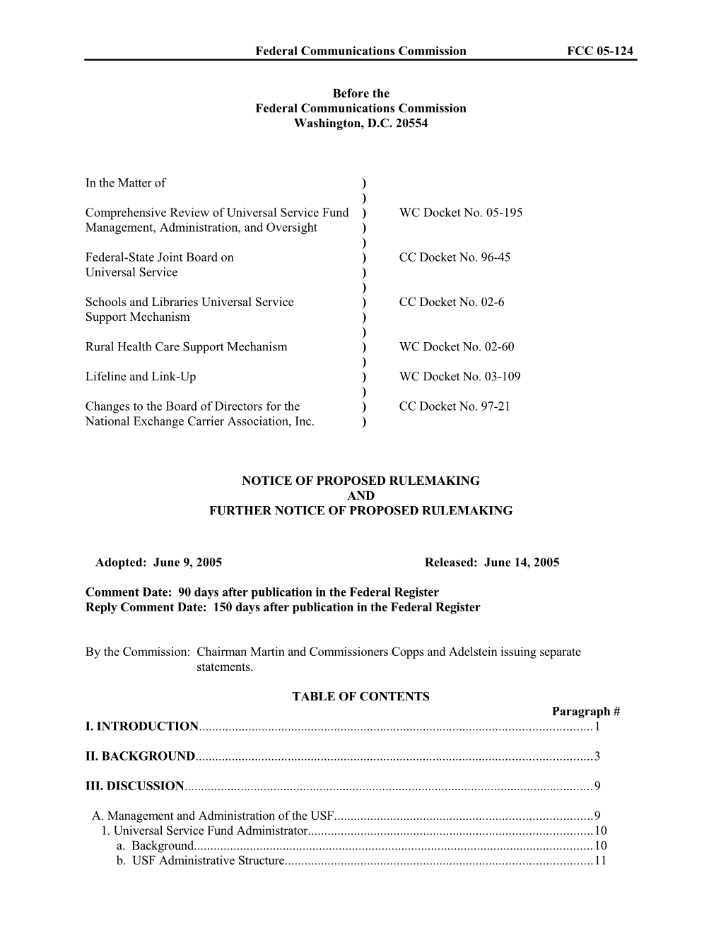 Federal Communications Commissionfcc 05-124