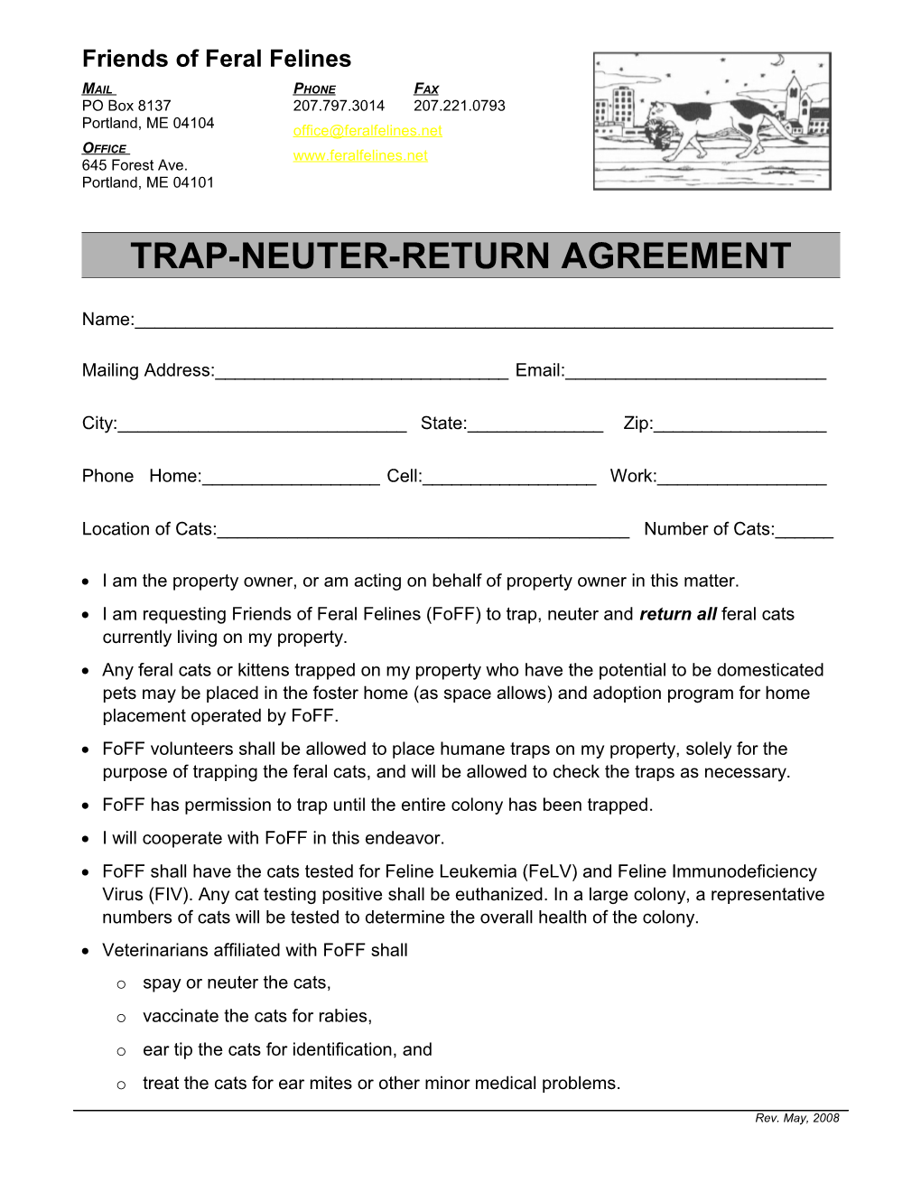 Friends of Feral Felines Trap-Neuter-Return Agreement Page 2