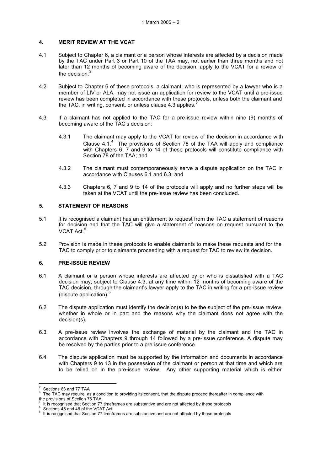 Nofault Dispute Resolution Protocols 1 March 2005