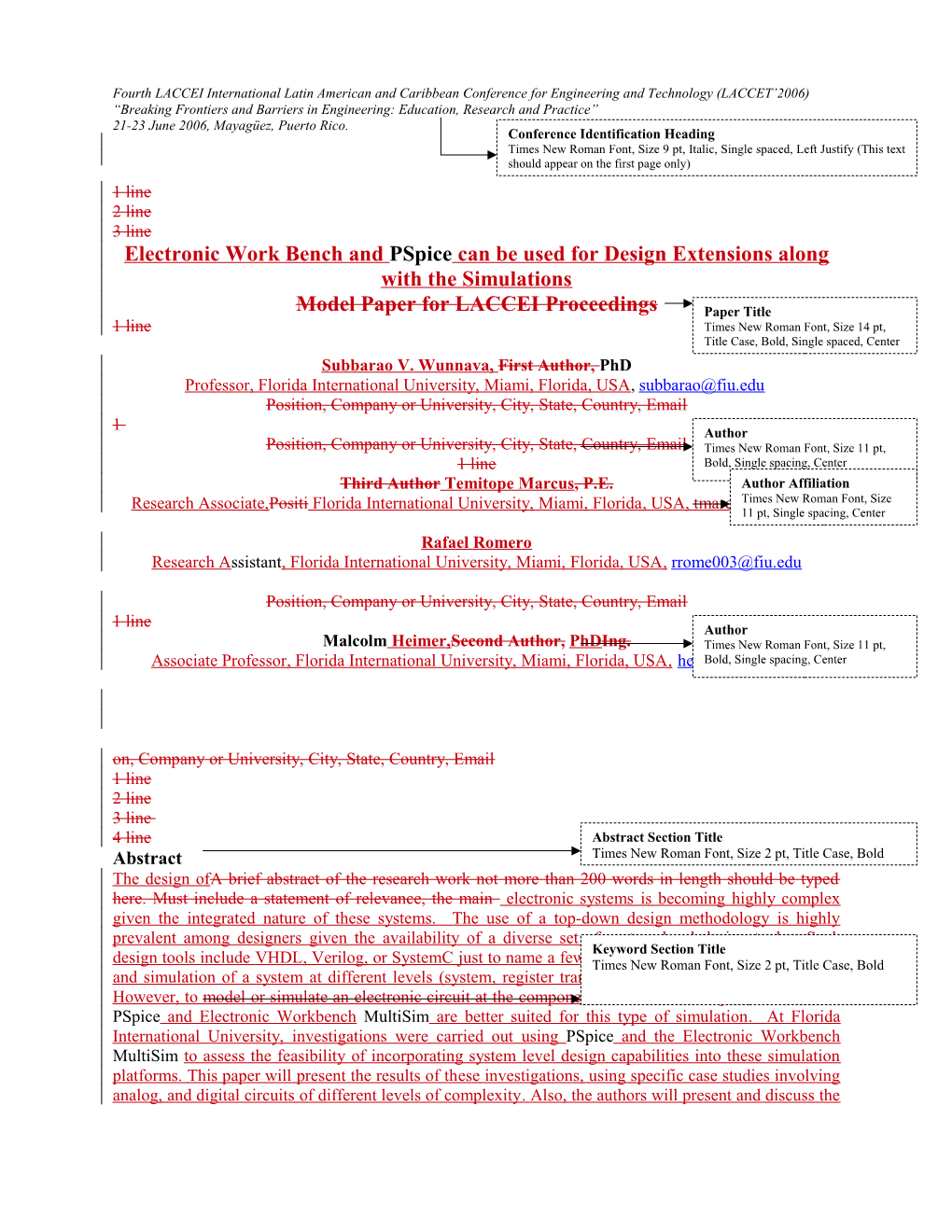 LACCEI 2006 Paper Guidelines