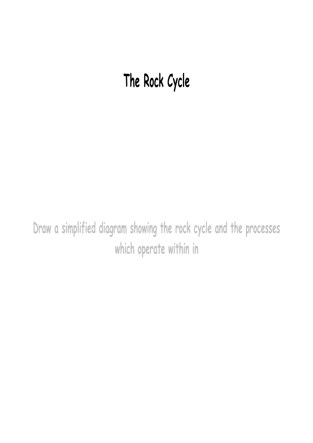 The Rock Cycle - Processes and Products
