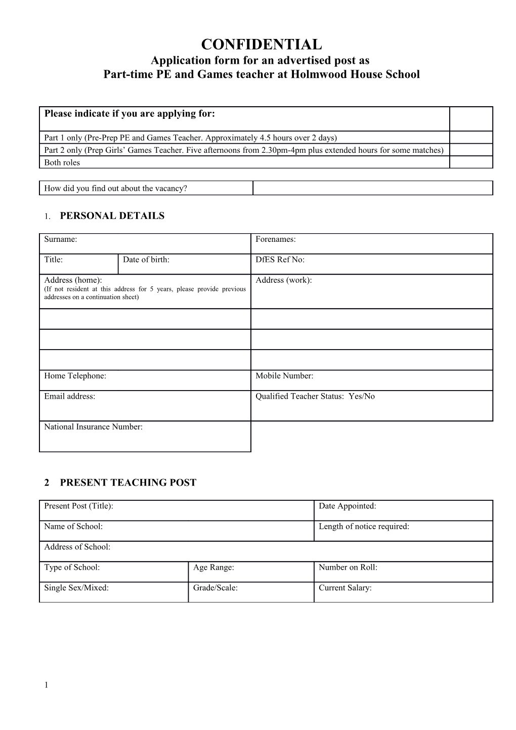 Application Form for an Advertised Post As