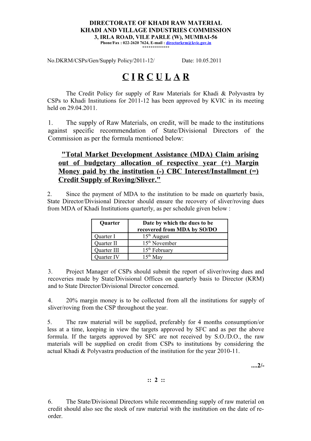 Directorate of Khad Raw Material