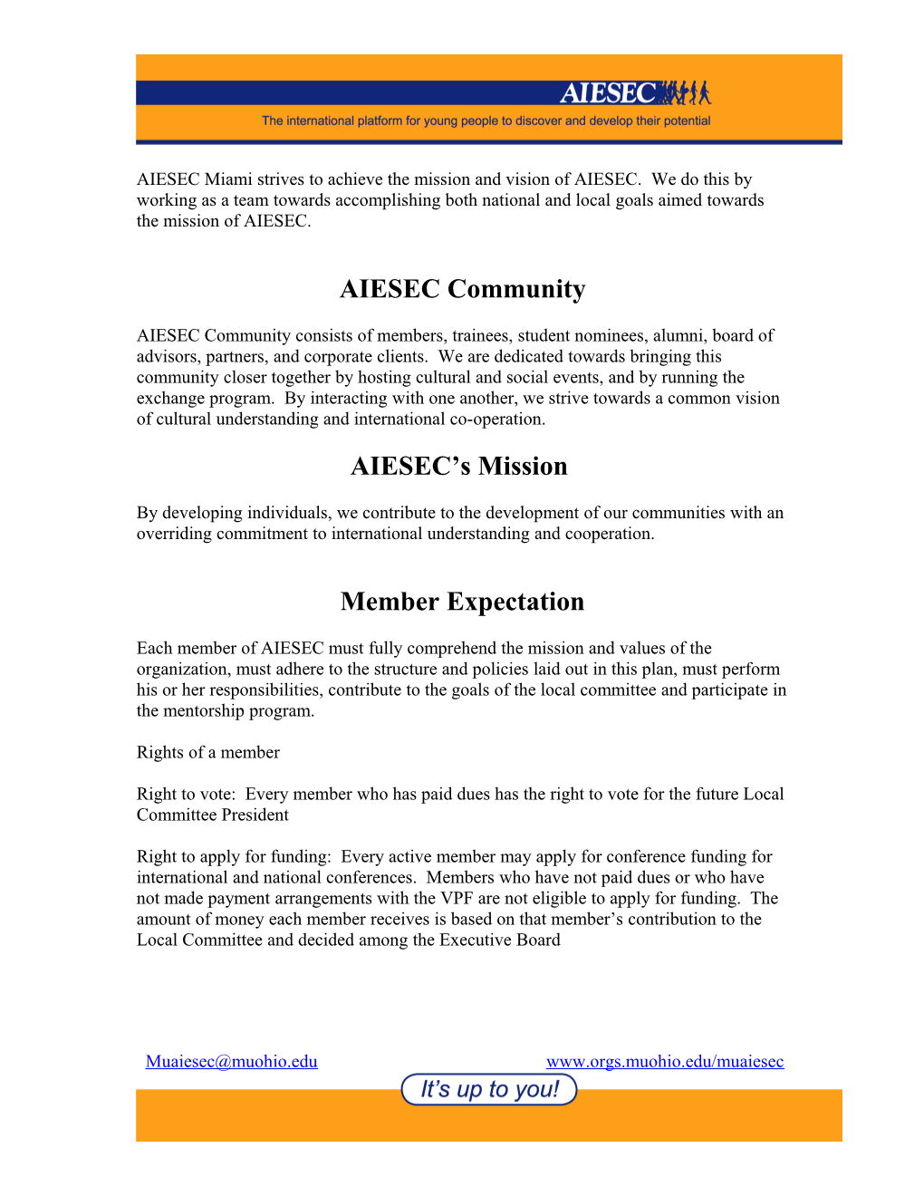 AIESEC Miami Strives to Achieve the Mission and Vision of Aiesec