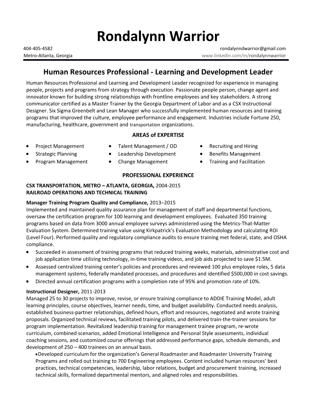 Human Resources Professional - Learning and Development Leader